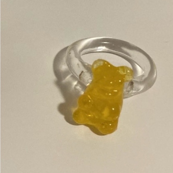 Handmade Glass Ring Juicy Gummy Bear in Pineapple color Size 3 dainty sm haribo - Picture 4 of 4
